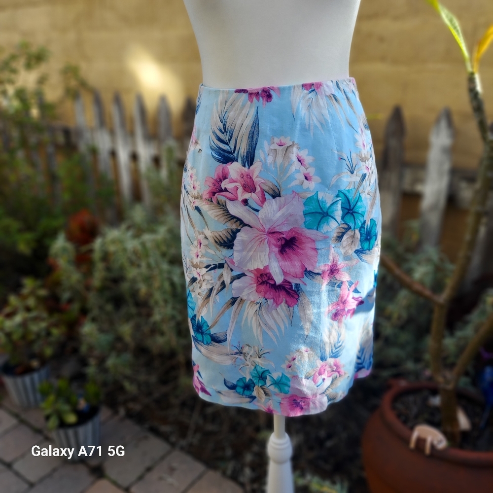 Tommy Bahama Florencia Short Skirt 100% Linen Spring Rain Print Sz 6